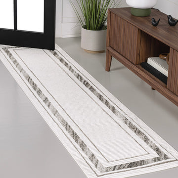 Athens Classic Border Marble Pattern High-low Area Rug